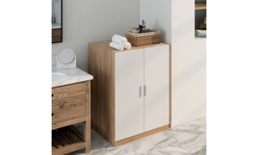 Meuble machine à laver Will effet hêtre 2 portes blanches