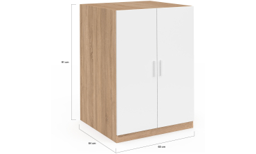 Meuble machine à laver Will effet hêtre 2 portes blanches