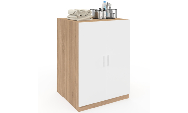 Meuble machine à laver Will effet hêtre 2 portes blanches