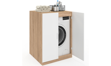 Meuble machine à laver Will effet hêtre 2 portes blanches
