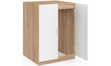 Meuble machine à laver Will effet hêtre 2 portes blanches