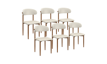 Chaises Callisto tissu beige pieds effet noyer - lot de 6