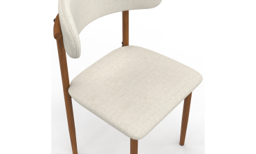 Chaises Callisto tissu beige pieds effet noyer - lot de 6