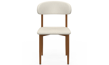 Chaises Callisto tissu beige pieds effet noyer - lot de 6