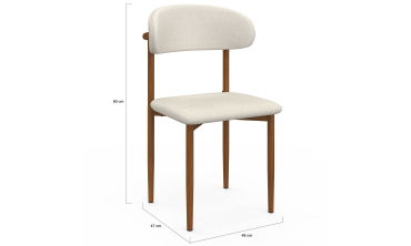 Chaises Callisto tissu beige pieds effet noyer - lot de 6
