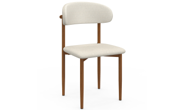 Chaises Callisto tissu beige pieds effet noyer - lot de 6