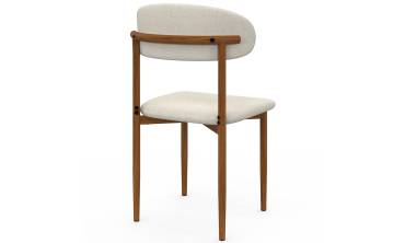 Chaises Callisto tissu beige pieds effet noyer - lot de 6