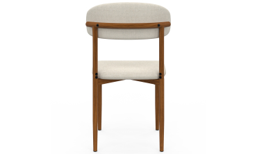 Chaises Callisto tissu beige pieds effet noyer - lot de 6