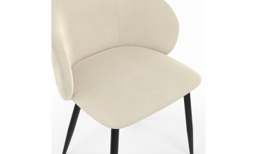 Chaises Léona velours crème pieds métal noirs - lot de 6