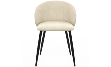 Chaises Léona velours crème pieds métal noirs - lot de 6