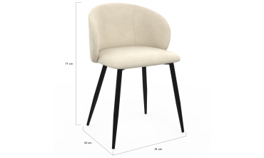 Chaises Léona velours crème pieds métal noirs - lot de 6