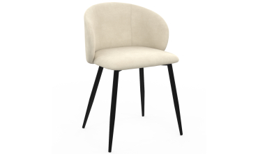 Chaises Léona velours crème pieds métal noirs - lot de 6