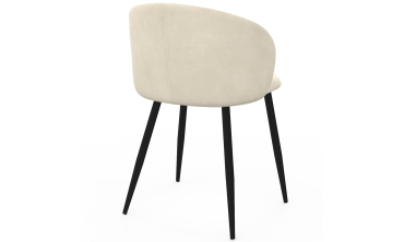 Chaises Léona velours crème pieds métal noirs - lot de 6