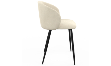 Chaises Léona velours crème pieds métal noirs - lot de 6