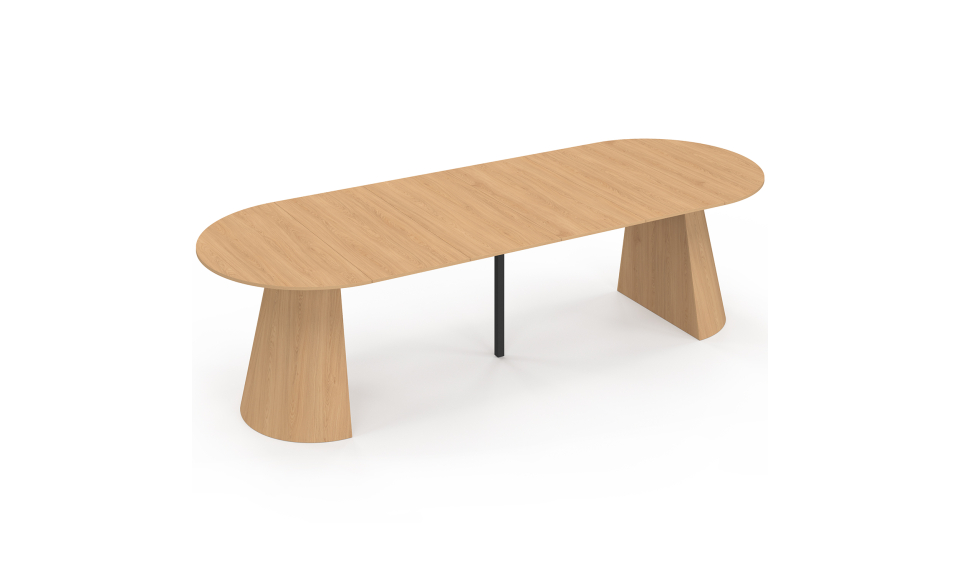 Table à manger ronde extensible Elvis effet hêtre Ø110-300cm