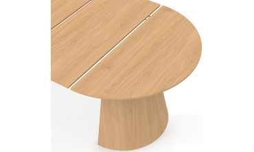 Table à manger ronde extensible Elvis effet hêtre Ø110-300cm