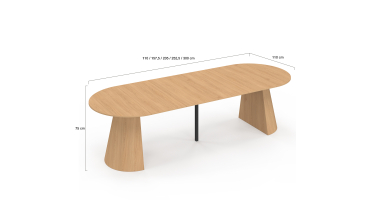 Table à manger ronde extensible Elvis effet hêtre Ø110-300cm
