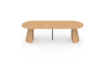 Table à manger ronde extensible Elvis effet hêtre Ø110-300cm