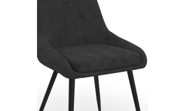 Chaises Olivia velours noir pieds métal noirs - lot de 6