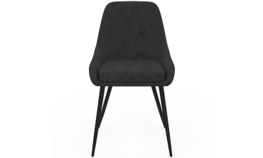 Chaises Olivia velours noir pieds métal noirs - lot de 6