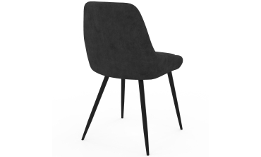 Chaises Olivia velours noir pieds métal noirs - lot de 6