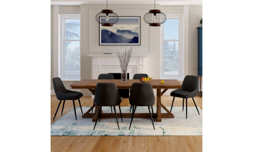 Chaises Olivia velours noir pieds métal noirs - lot de 6