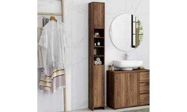 Colonne salle de bain Tom effet noyer 2 portes 4 niches