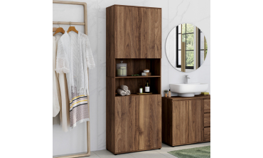 Armoire salle de bain Tom effet noyer 4 portes