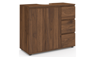 Meuble sous vasque Tom effet noyer placards et tiroirs