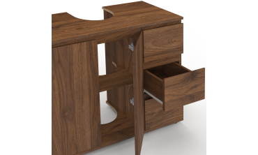 Meuble sous vasque Tom effet noyer placards et tiroirs