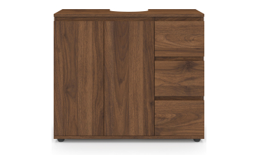 Meuble sous vasque Tom effet noyer placards et tiroirs