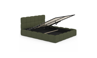 Lit coffre Bubble 160x200cm bouclette vert kaki