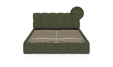 Lit coffre Bubble 160x200cm bouclette vert kaki