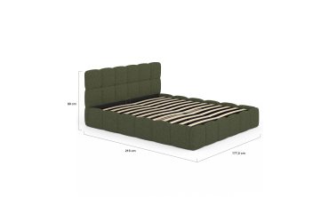 Lit coffre Bubble 160x200cm bouclette vert kaki
