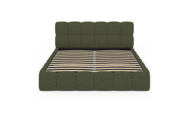 Lit coffre Bubble 160x200cm bouclette vert kaki