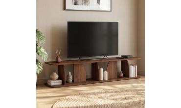Meuble TV Japandi effet noyer L180cm