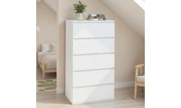 Commode Tom 5 tiroirs blanche