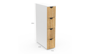 Meuble d'appoint 4 tiroirs avec roulettes