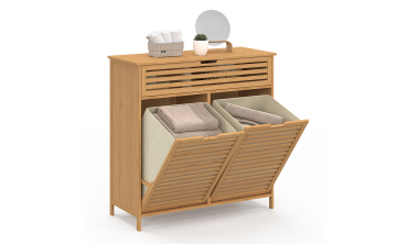 Meuble salle de bain Maya 2 paniers à linge bambou