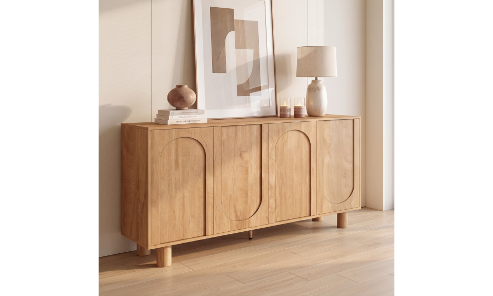 Buffet Arlo 4 portes effet chêne 160cm