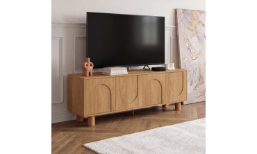 Meuble TV Arlo effet chêne 4 portes 140cm