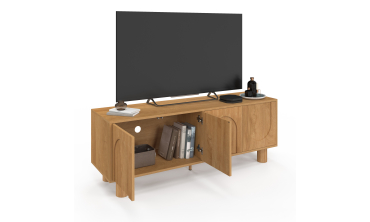 Meuble TV Arlo effet chêne 4 portes 140cm