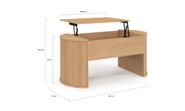 Table basse Nami relevable effet hêtre