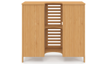 Meuble sous vasque Maya bambou placards et tiroirs