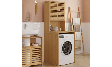Meuble dessus WC Maya bambou armoire double portes