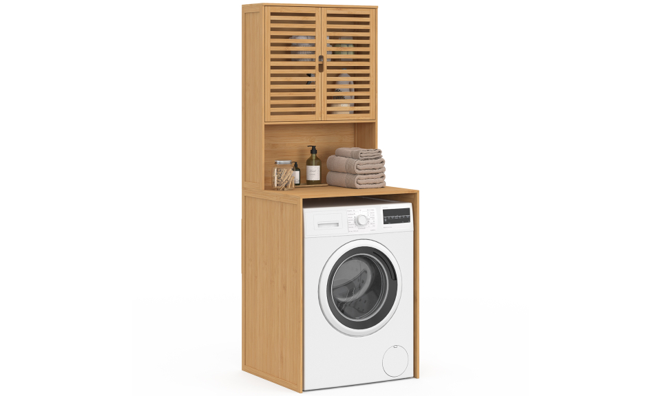 Meuble dessus WC Maya bambou armoire double portes