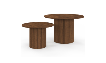 Tables basses rondes gigognes Alvar effet noyer - lot de 2