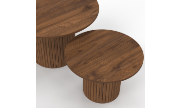 Tables basses rondes gigognes Alvar effet noyer - lot de 2