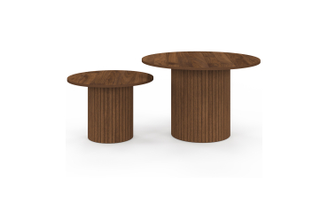 Tables basses rondes gigognes Alvar effet noyer - lot de 2