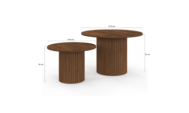 Tables basses rondes gigognes Alvar effet noyer - lot de 2